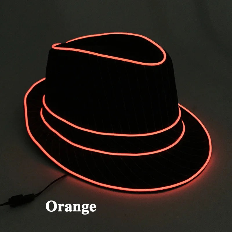 light up Men's hat and tie Led luminous Funny hat glowing Top Hat for Fluorescent club dance show props performances costumes