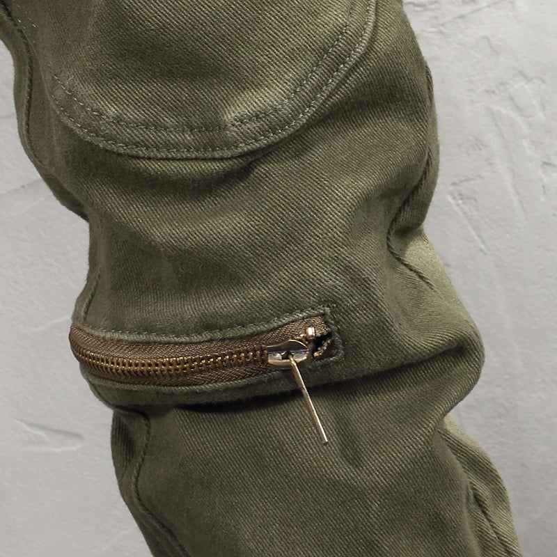 Fashion Designer Men Jeans Army Green Stretch Elastic Slim Fit Casual Jeans Men High Quality Korean Style Vintage Denim Pants