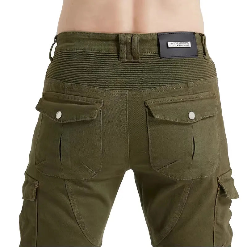 2024 New Motorcycle Black Men Fashion Pants Upgrade Extension Protector Detachable Racing Road Rider Four Seasons Casual Jeans