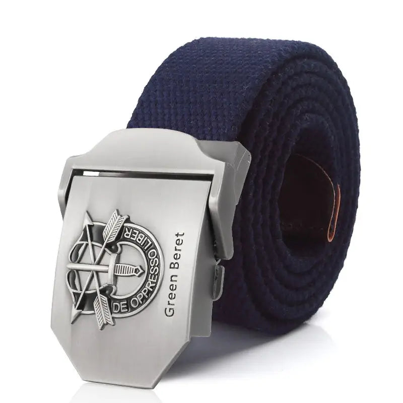 Men Canvas Belt Green Beret Metal Buckle Tactical Belts for Men Jeans Waistband Army Outdoor Soldier Special forces Strap Male