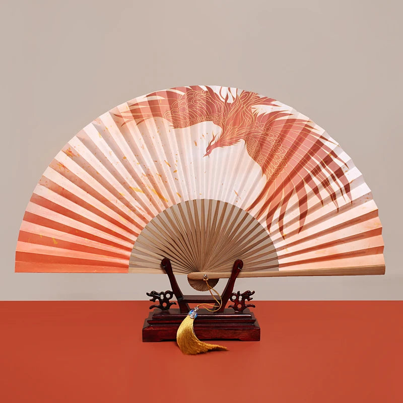 Chinese Retro Folding Hand Fan Bamboo Hand Painted Drama Folding Fan Double Side Vintage Hand Paper Fans Portable Folding Fans