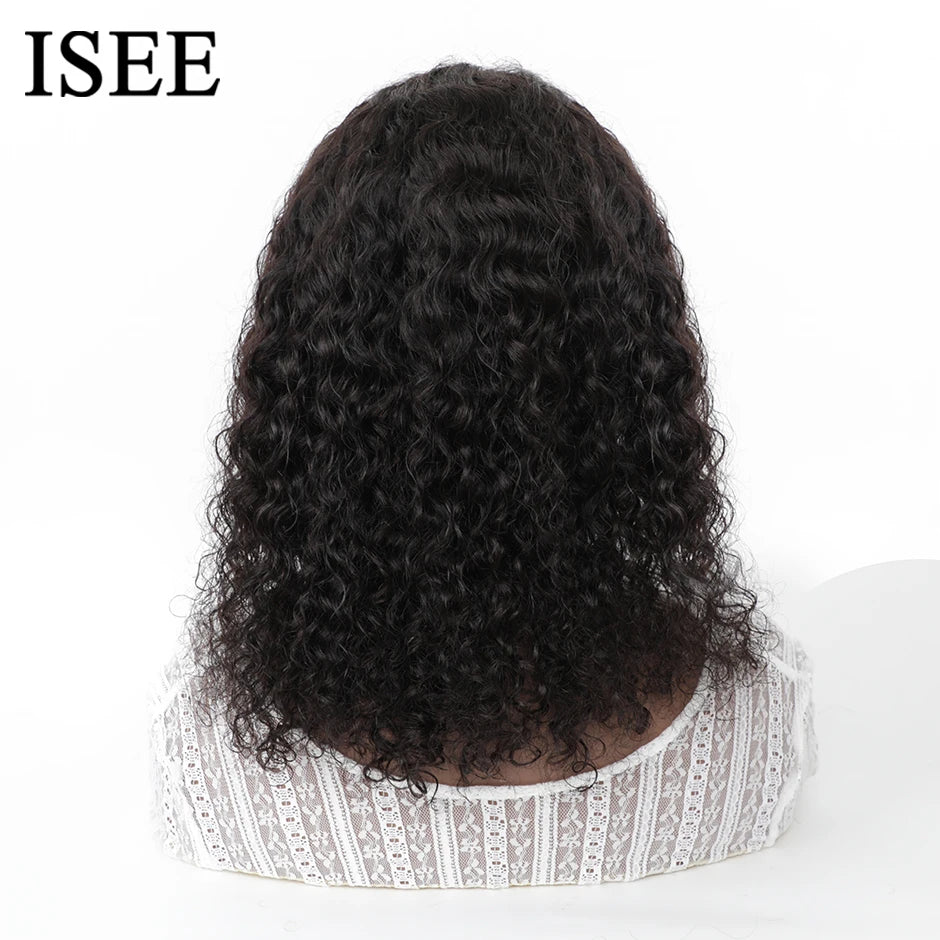 Water Wave Bob Human Hair Wigs Brazilian Water Wave Bob Wigs ISEE HAIR 4X4 Lace Closure Wigs Short Bob Lace Front Wigs For Women