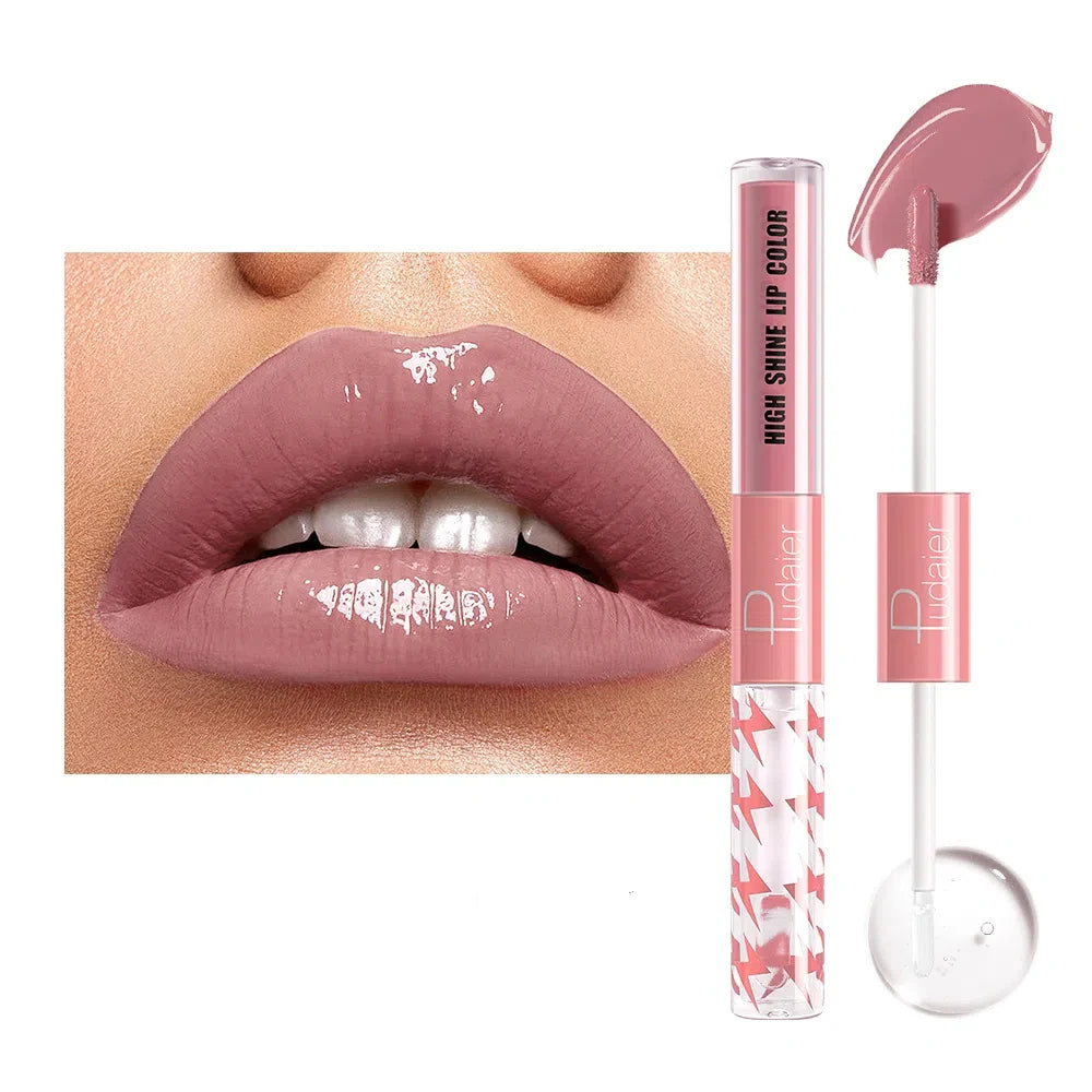 double headed lip gloss,Moisturizing Lip Oil, High gloss lip gloss with transparent lip oil,Rapid film formation