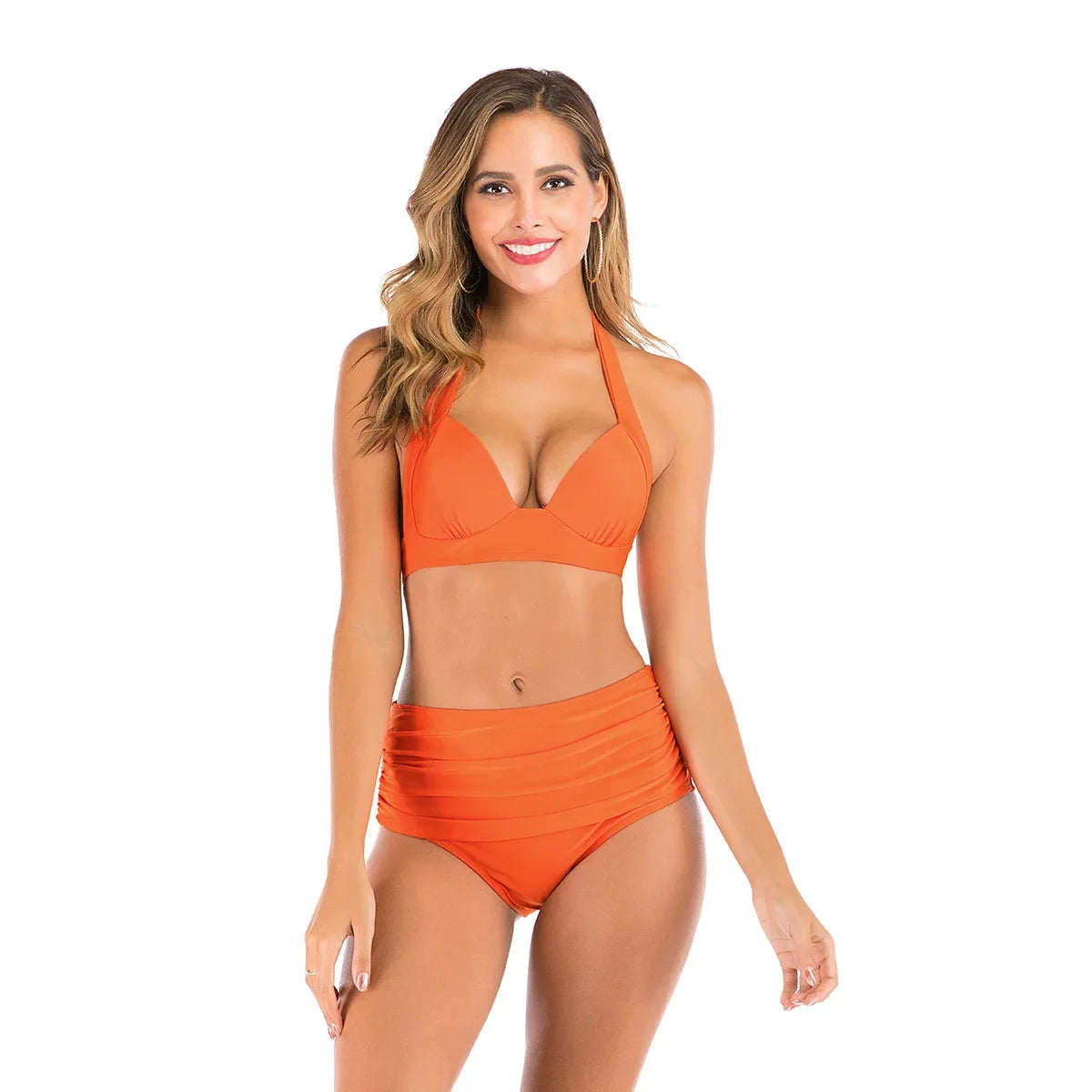 2021 New Solid Sexy Bikini Two-Piece Swimwear Women Swimming Suit Fashion Plus Size XL Sets Swimsuit Bathing Suit Female Biquini