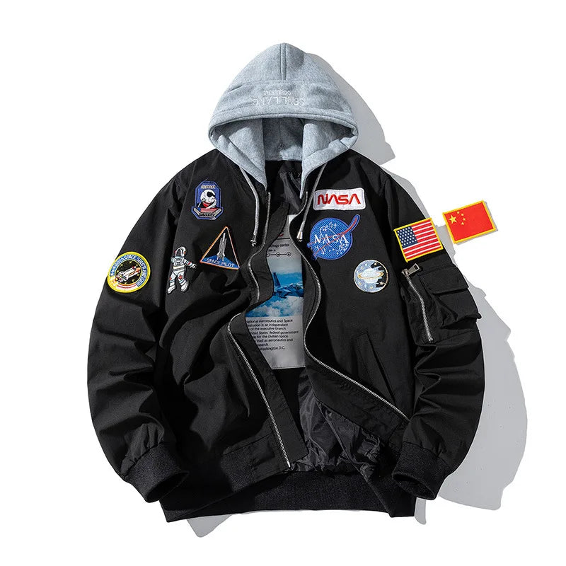 Casual Jacket Winter Thick Cycling Men Women Embroidered Loose Pilot Jacket Cotton Jacket Hiphop Couple Baseball Jacket American