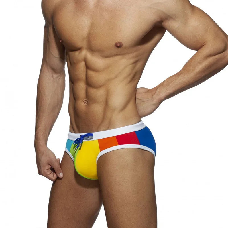 SeSexy Swim Trunks Men Swimwear Men Push Up Swim Briefs Rainbow Swimming Trunks Men Beach Swim Shorts Mens Bikini Swimwear Sunga
