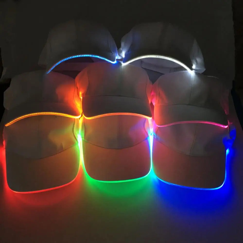 LED Luminous Baseball Hat Christmas Party Peaked Cap Glowing Hat Women Men Casual Skull Caps Cosplay Costume Christmas Party Hat