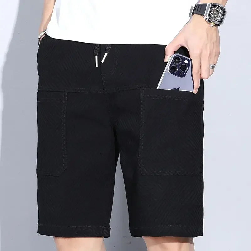 Male Denim Shorts Loose Gray Graphic Men's Short Jeans Pants Baggy Wide Buttons With Vintage Original Jorts Sale Luxury Xl
