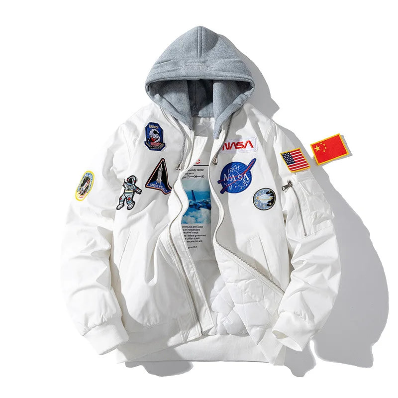 Casual Jacket Winter Thick Cycling Men Women Embroidered Loose Pilot Jacket Cotton Jacket Hiphop Couple Baseball Jacket American