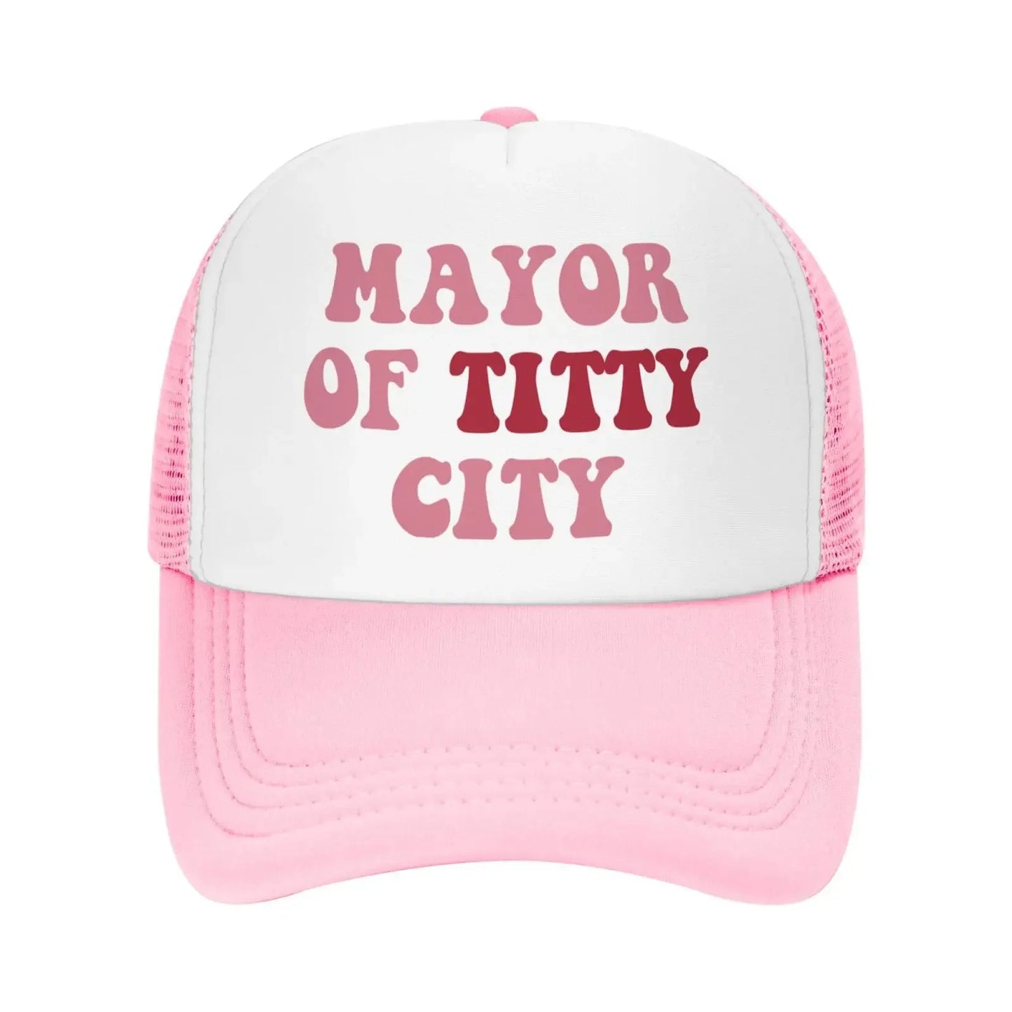 Mayor of Titty City Trucker Hats for Women Pink Men Funny Humor Baseball Cap for Men Humor Gift One Size