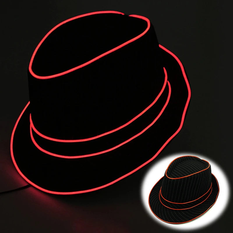 LED Western Cowboy Hat Cowgirl Hat Retro EL Wire Light Brim Jazz Top Hat Bride Cowboy Hat Cosplay Cowboy Costume For Women Men