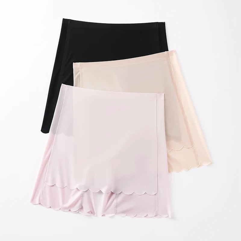 Plus Size Shorts Underwear for Women Shorts Under the Skirt Women's Boxer Safety Short Pants Ice Silk Summer Protective Ruffle