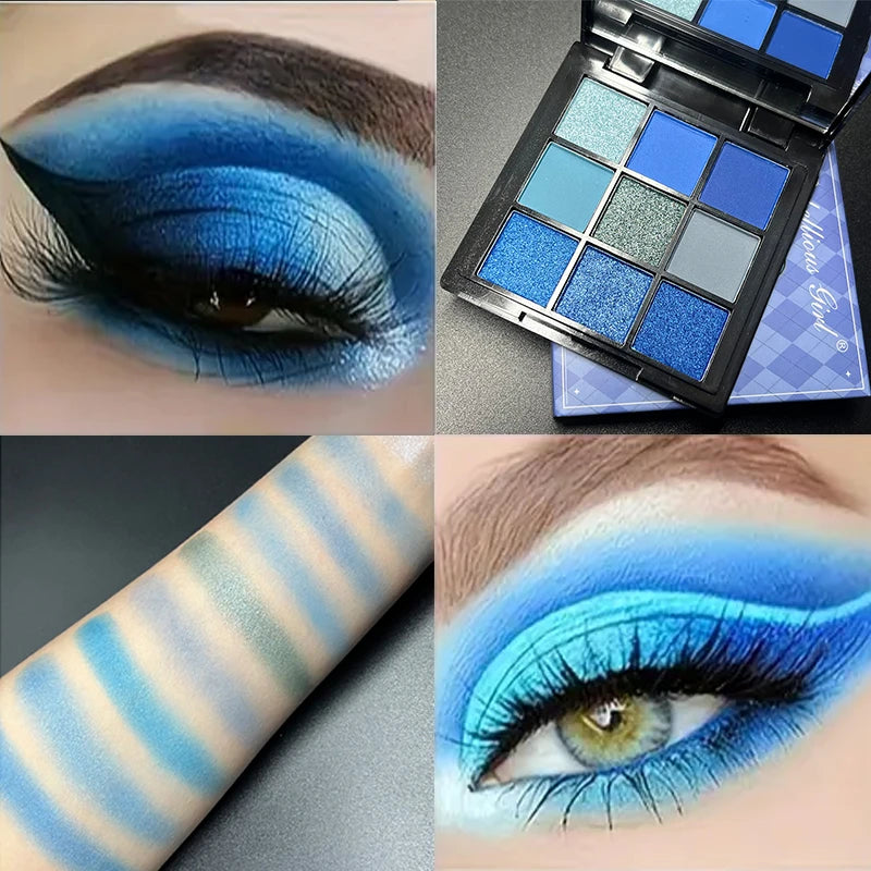 9-Grid Eye Shadow Palette Make-up for Women Glitter Pearlescent Matte Eyeshadow Cosmetics Shimmer Long Lasting Makeup Products