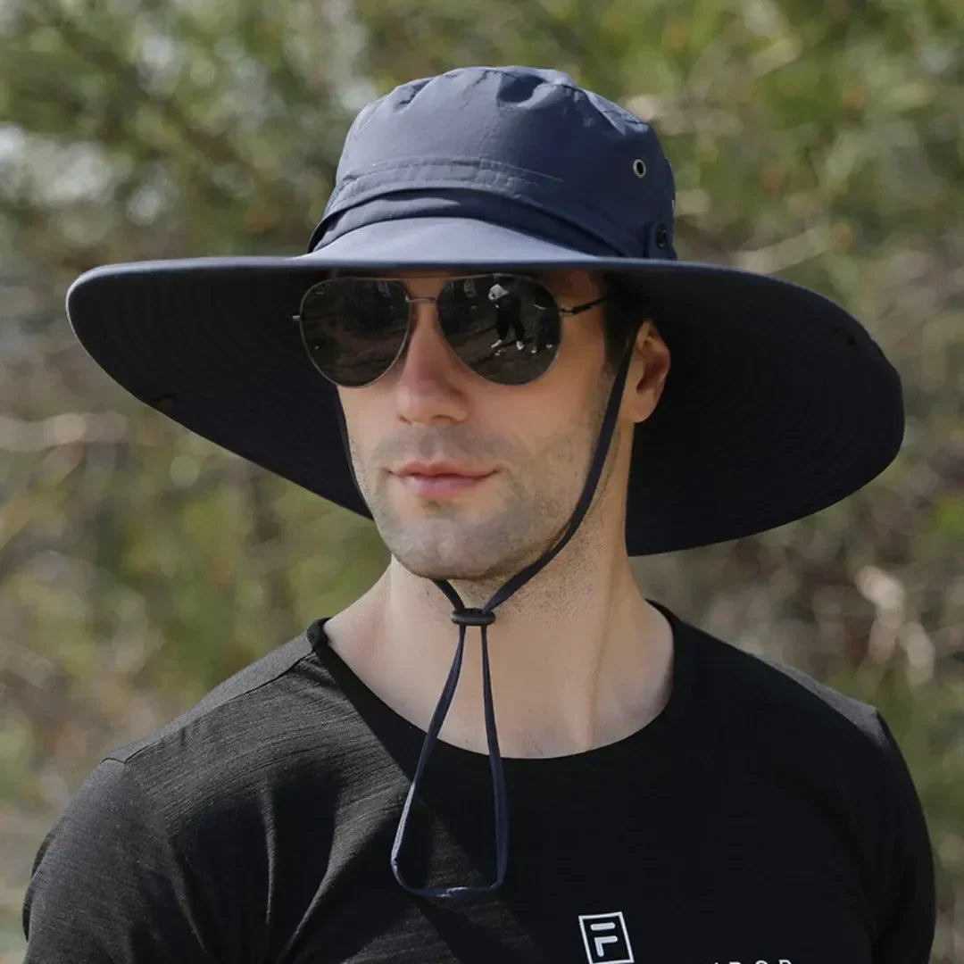 Summer Men Bucket Hat Outdoor UV Protection Wide Brim Panama Safari Hunting Hiking Hat Mesh Fisherman Hat Beach Sunscreen Cap