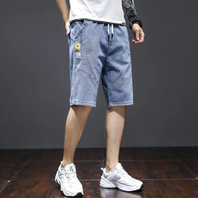 Male Denim Shorts Big Size Oversize Gray Cargo Men's Short Jeans Pants Retro Summer Xl Y2k Fashion Designer Streetwear New In