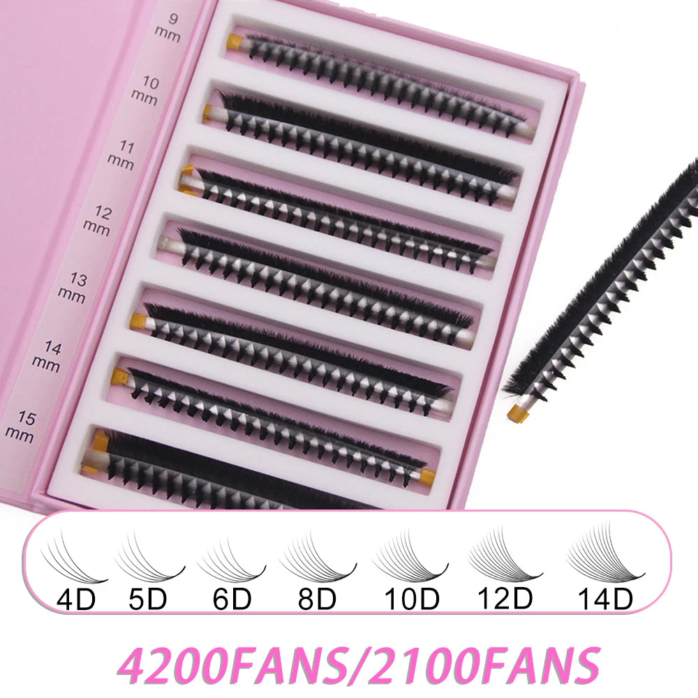 FAIRYTIS 4200/2100 Fans Pointy Base Premade Volume Fans Eyelash Extensions 4D-16D Mixed Length 9-15MM New Package Wholesale