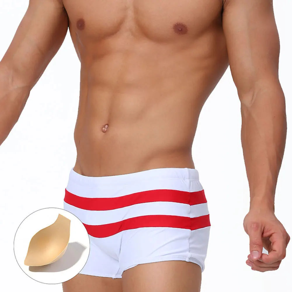 Sexy Swimsuit Printing Swimming Trunks Quick Dry Shorts Briefs Fashion Triangle Swim Trunks With Cup Low Waist Men's Swimwear