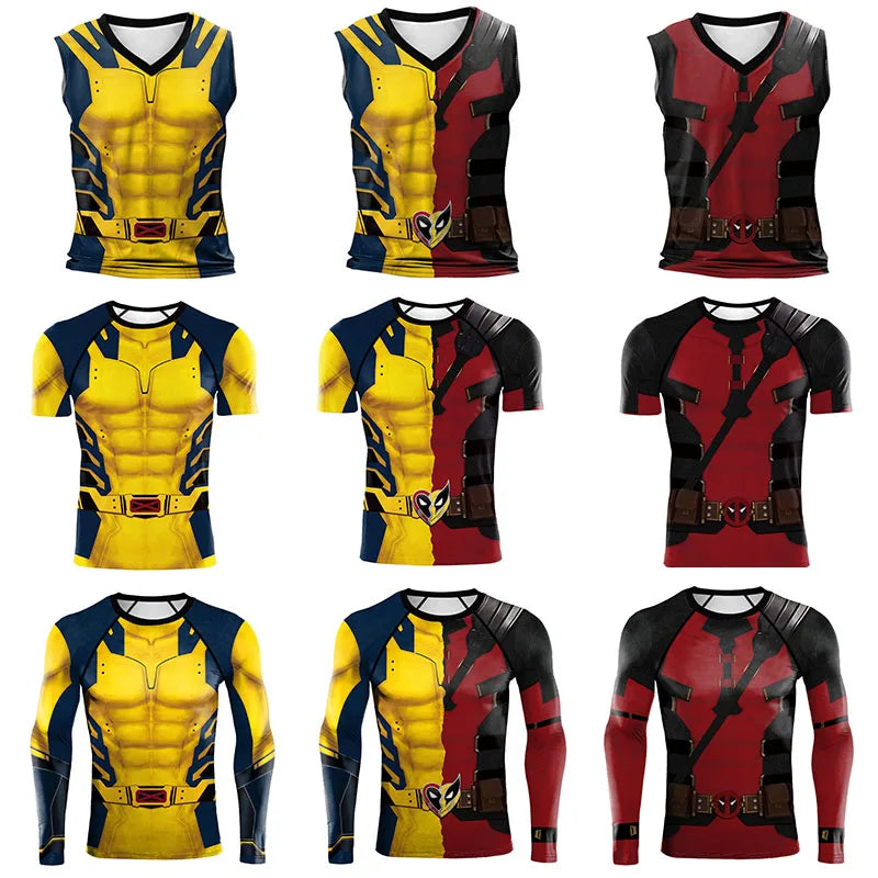 Wolverine T-Shirt Deadpool Shirt Men Tanks Halloween Cosplay Costume Hero Long Sleeved Tees Tanks Men Top Carnival Party Outfit