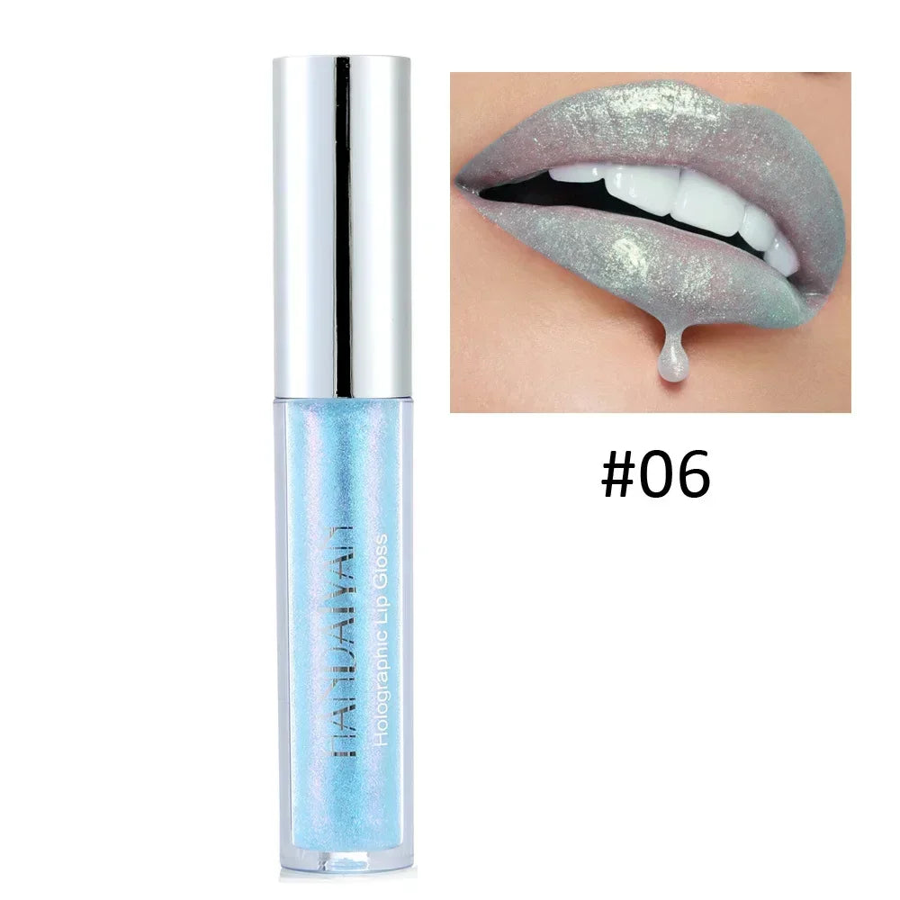 Diamond Shimmer Lip Gloss Laser Holographic Lip Gloss Liquid Lipstick Mermaid Pigment Longlasting Glitter Lip Gloss Lip Makeup
