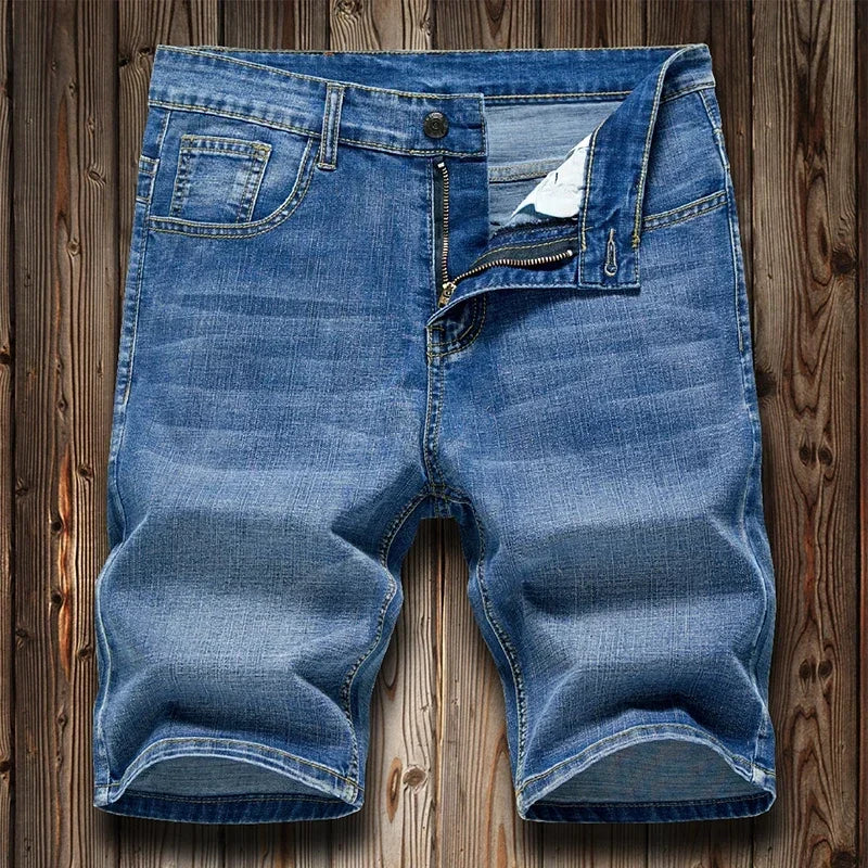 2024 Summer Shorts Jeans Men Denim Pants Stretch Dark Blue Fashion Design Men's Jeans Slim Straight Male Short Jeans Hombre