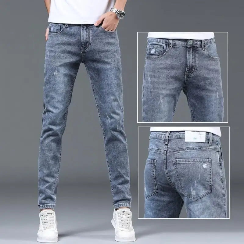 Luxury Summer Designer Korean Classic Streetwear Cowboy Pants for Men Fashionable and Comfortable Boyfriend Skinny Jeans Men
