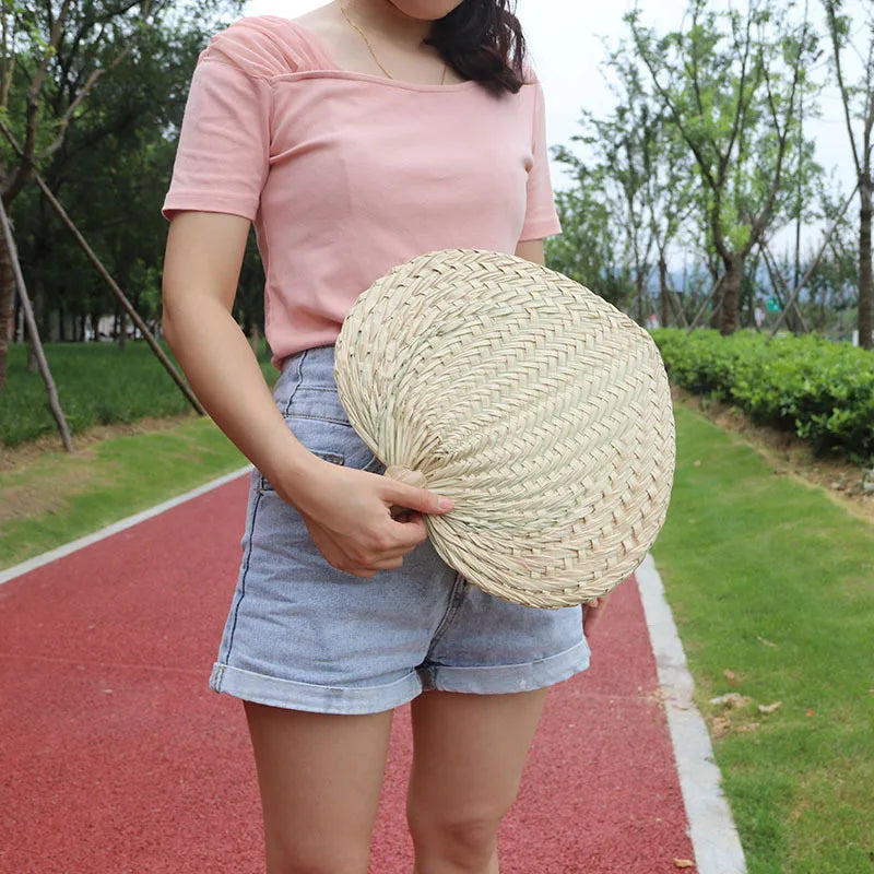 Natural Raffia Hand Fans Handmade Raffia Fans Palm Leaf Hand Fans With String Label Buri Fans For Summer Farmhouse Decor