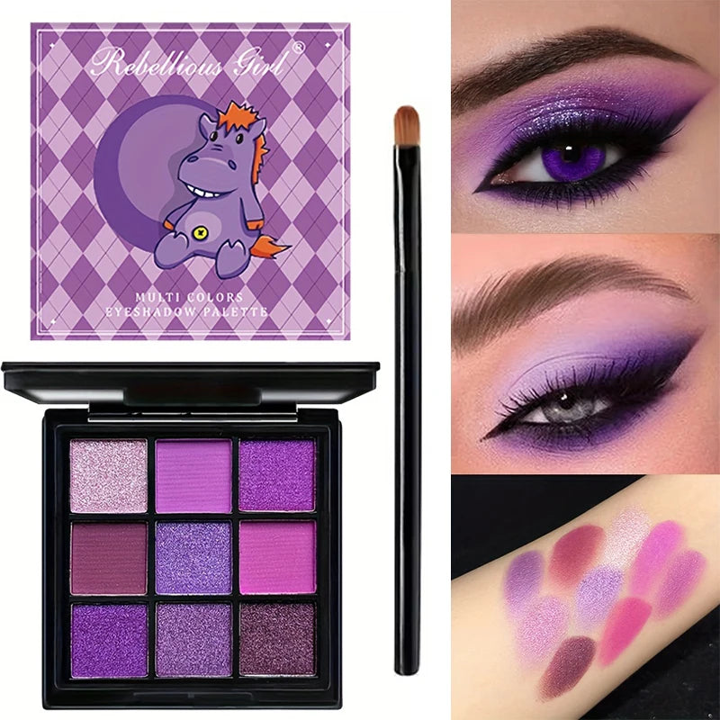 9-Grid Eye Shadow Palette Make-up for Women Glitter Pearlescent Matte Eyeshadow Cosmetics Shimmer Long Lasting Makeup Products