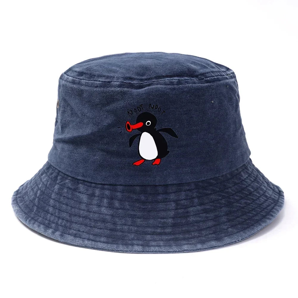 Summer Penguin Bucket Hat Reversible Bob Men Women Cotton Travel Beach Fisherman Hat Outdoor Sports Pull Up Bob Panama Sun Hat