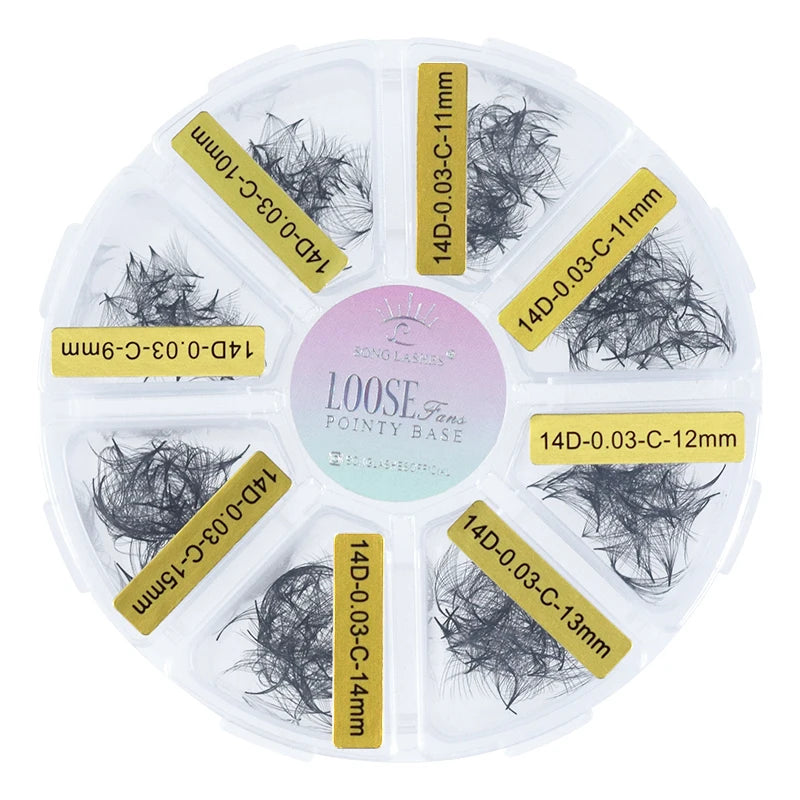 Mix Length Fans Sharp Slim Narrow Stem Cluster Premade Loose Fans Thin Pointy Base Russia Volume Eyelashes Extensions