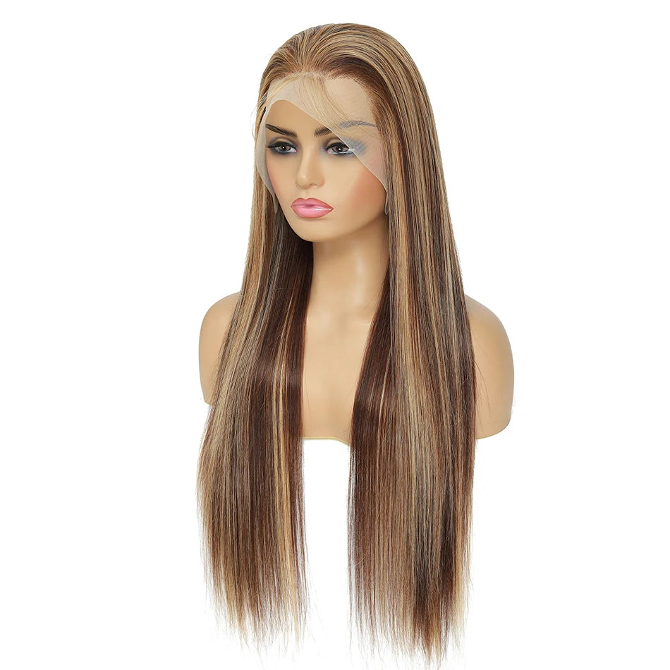 100% Human Hair Ombre Lace Front Wig Human Hair Highlight 13X4 Lace Front Wigs Human Hair Straight Wigs Human Hair Pre Plucked