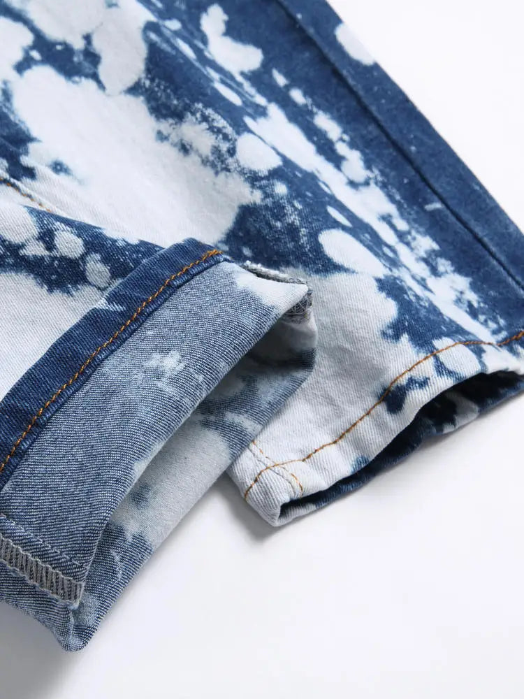 Fashionable men's casual pants, stretch jeans, skinny ankle-length trousers, men's washed slim-fit jeans, men's clothing.