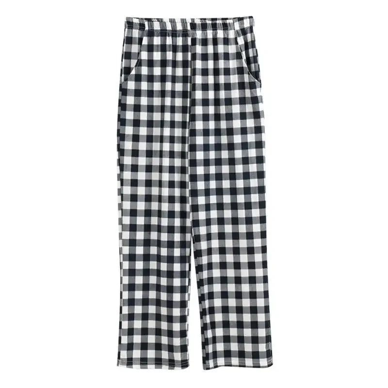 Baggy Male Trousers Check Wide Cotton Loose Plaid Men's Casual Pants Straight Summer Thin Autumn Winter Mens Clothing Luxury
