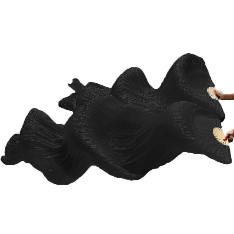 High Quality Silk Belly Dance Fans Dance 100% Real Silk Veils 1pc Left hand+1pc right hand white color Can Be Customized