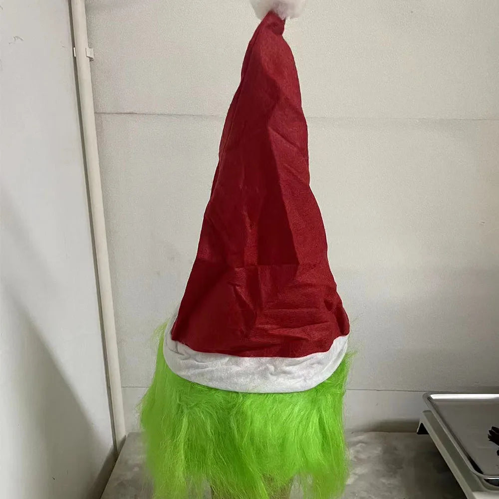 Halloween Prop New Christmas Easter Horror Mask Geek Grinch Latex Mask Hood Cosplay Green Hair Geek Grinch Scary Realistic Mask
