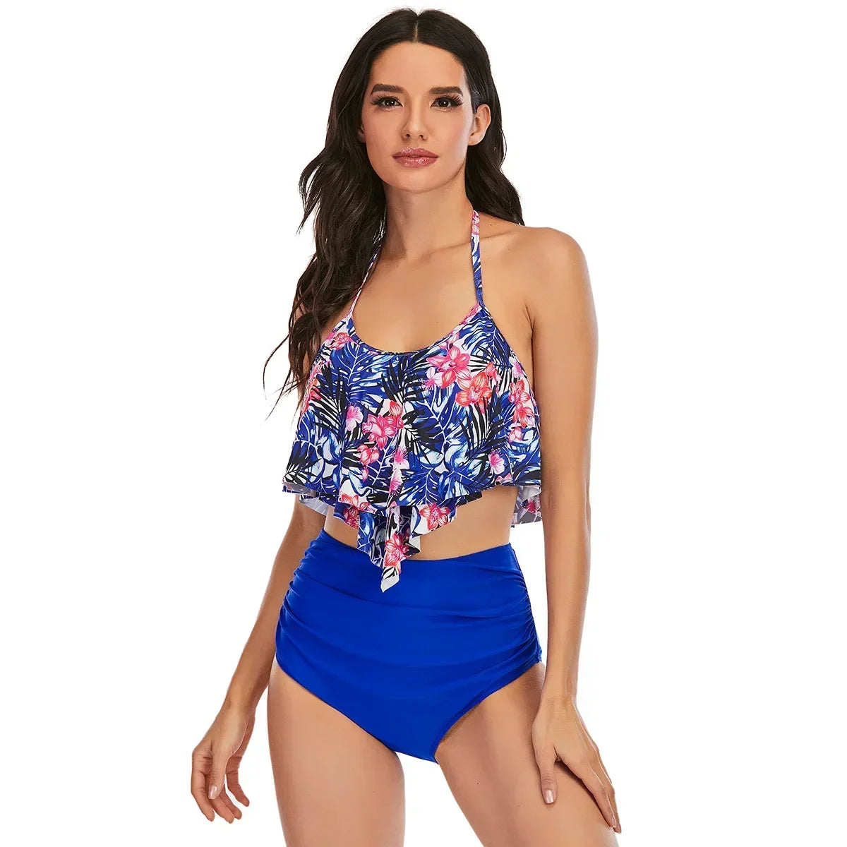 2023 New Sexy High Waist Bikini Swimwear Women Ruffle Swimsuit Vintage Retro Bikini Set Plus Size Bathing Suits Summer Beachwear