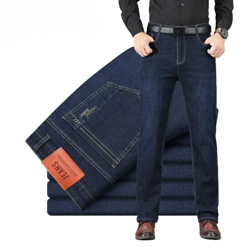 Trousers Light Blue Man Cowboy Pants Work Wear Men's Jeans with Pockets Straight New in Washed Aesthetic Autumn Clothing Denim