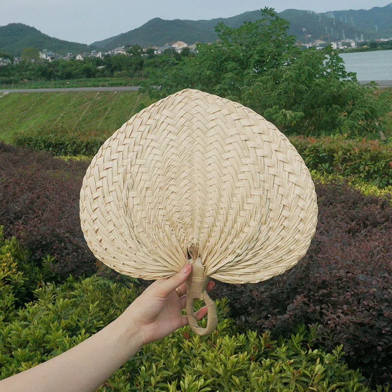 Natural Raffia Hand Fans Handmade Raffia Fans Palm Leaf Hand Fans With String Label Buri Fans For Summer Farmhouse Decor