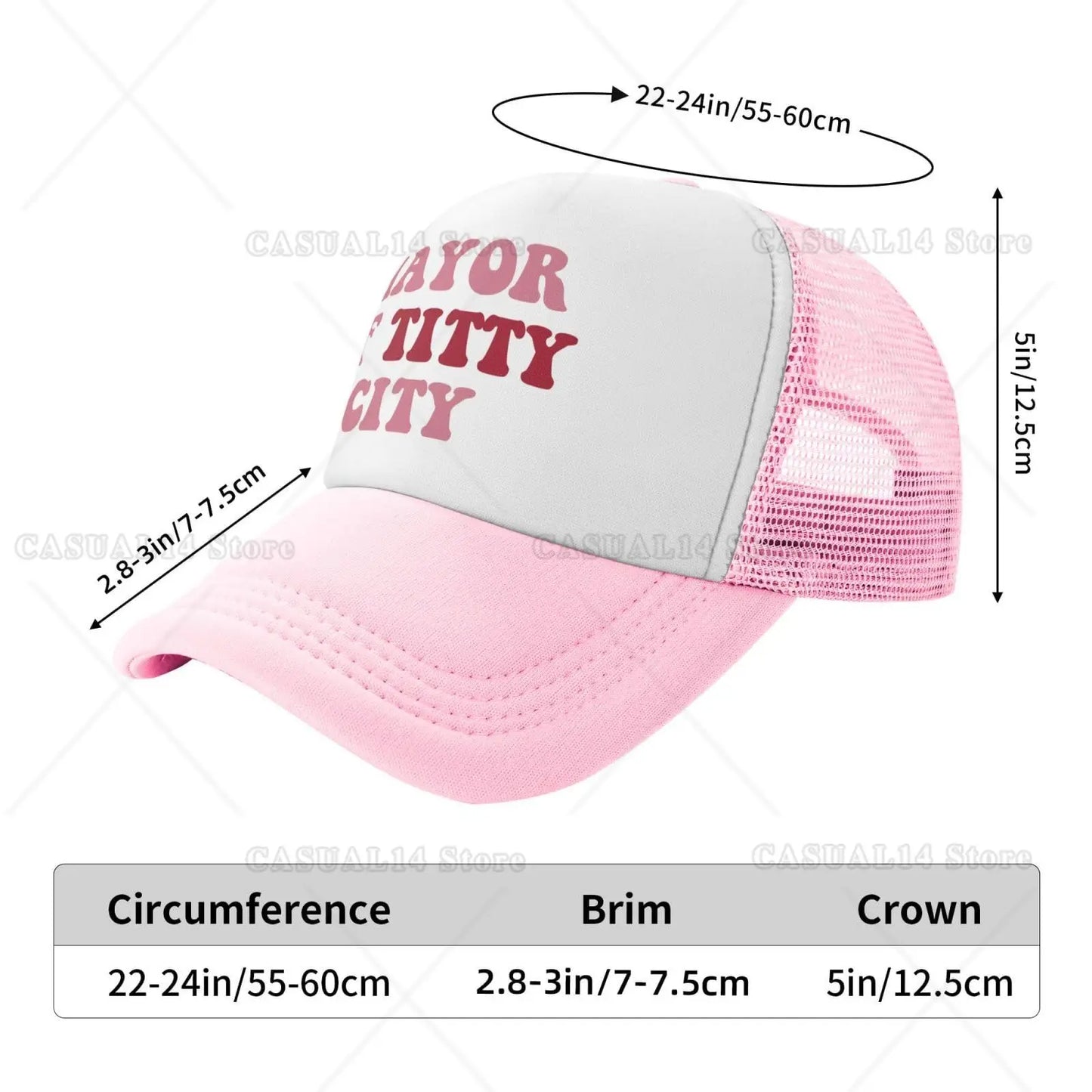 Mayor of Titty City Trucker Hats for Women Pink Men Funny Humor Baseball Cap for Men Humor Gift One Size