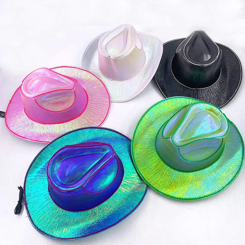 Halloween Christmas EL Wire Light Up Sequin Jazz Hat Adult Neon LED Luminous Festival Party Dress Up Cap For Men and Women