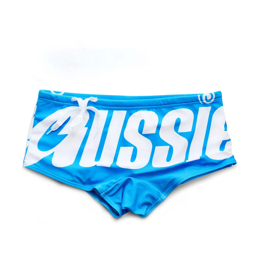 Men's Swim Trunks Low Waisted Sexy Fashionable Flat Angle Swim Trunks Triangle Hot Spring Beach Letters