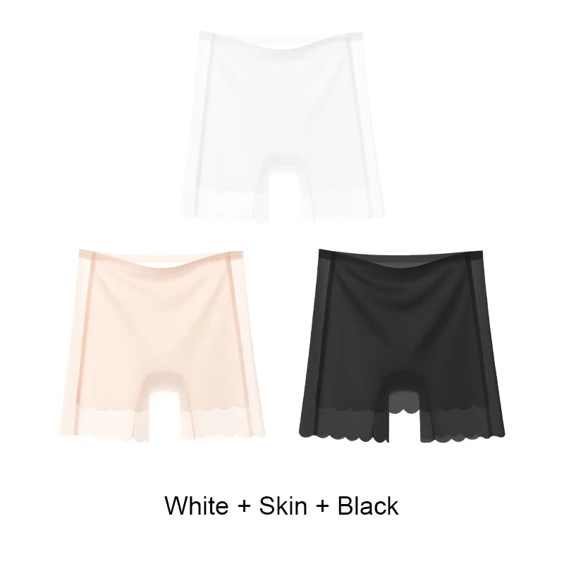 Plus Size Shorts Underwear for Women Shorts Under the Skirt Women's Boxer Safety Short Pants Ice Silk Summer Protective Ruffle