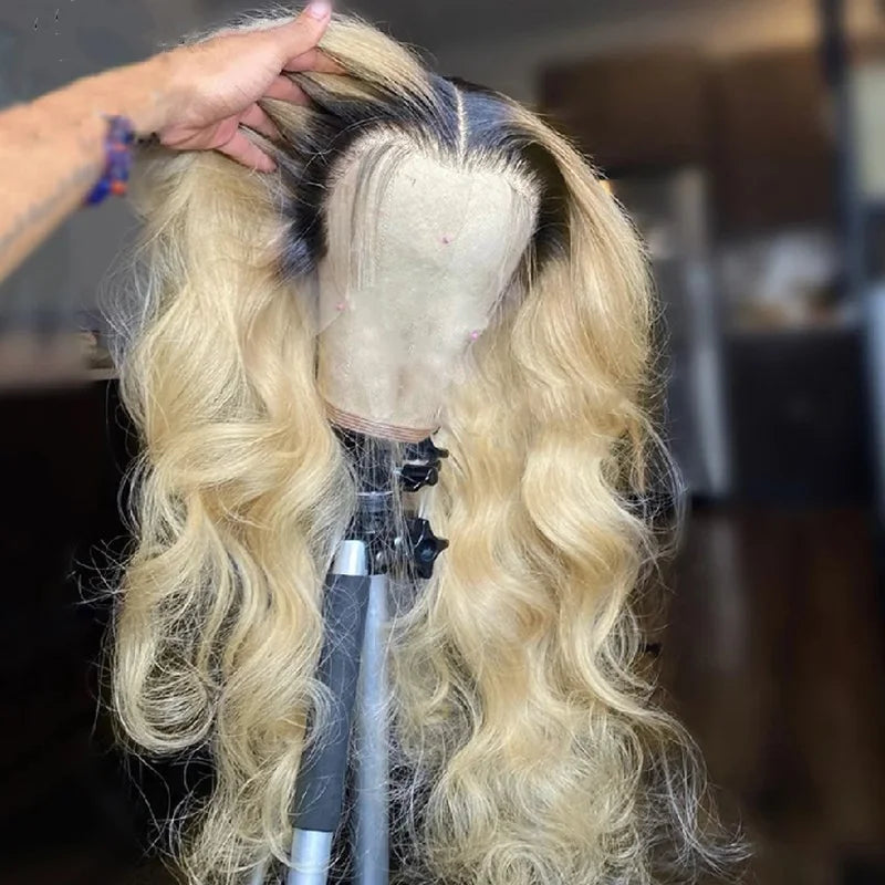 1b613 blonde 13x4 frontal lace human hair remy wig 20inch 150% density daily party use wig long body wave human hair wigs
