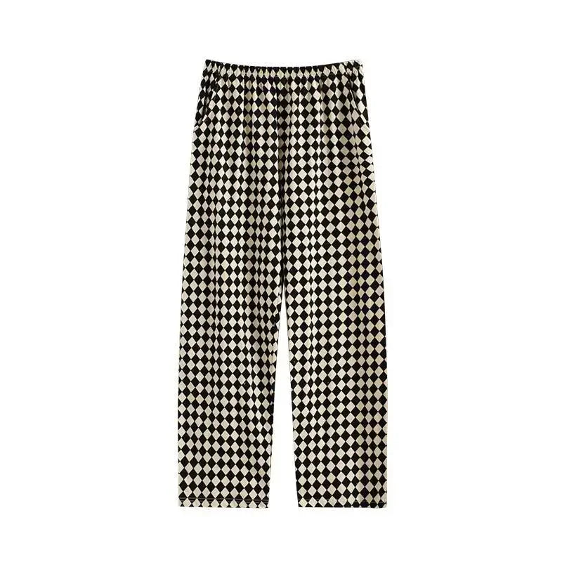Baggy Male Trousers Check Wide Cotton Loose Plaid Men's Casual Pants Straight Summer Thin Autumn Winter Mens Clothing Luxury