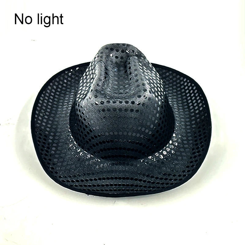 Halloween Christmas EL Wire Light Up Sequin Jazz Hat Adult Neon LED Luminous Festival Party Dress Up Cap For Men and Women