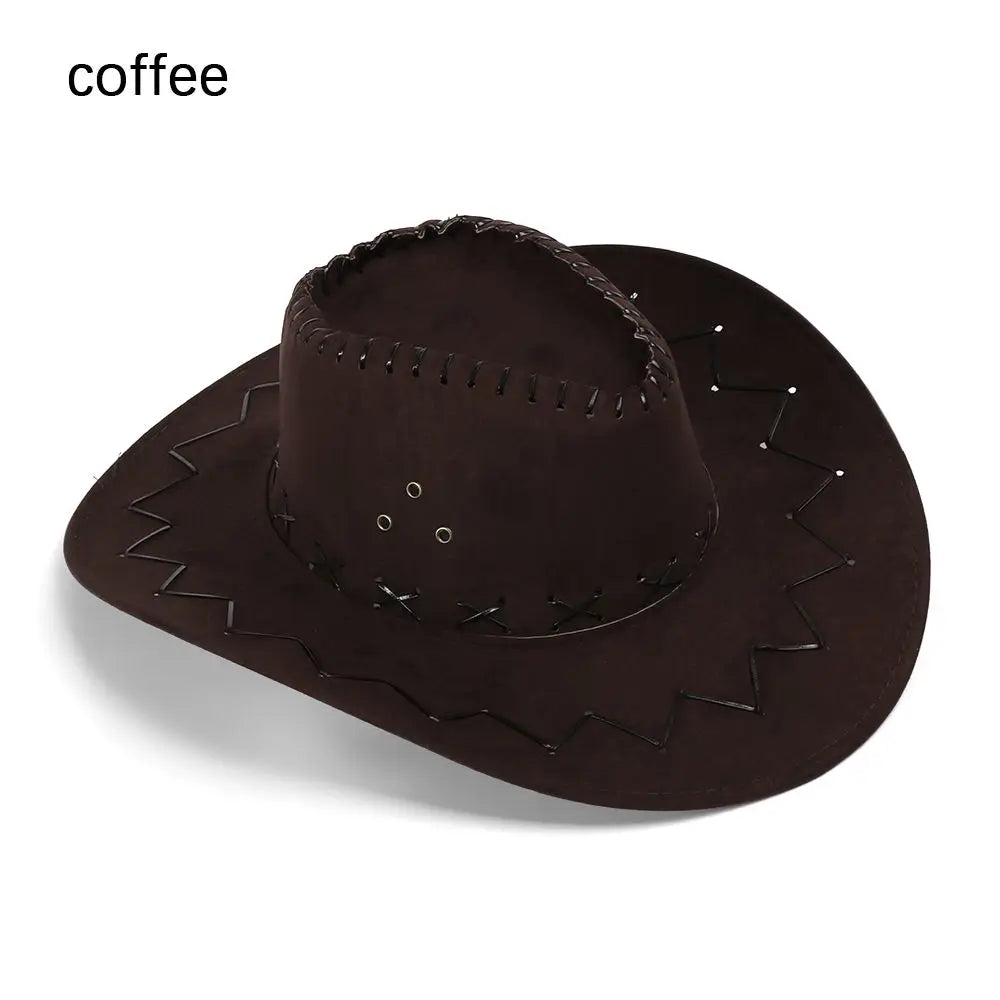 Western Cowboy Hat for Men Women Kids Fedora Outdoor Wide Brim Faux Leather Summer Wide Brim Beach Travel Cap Black White Pink