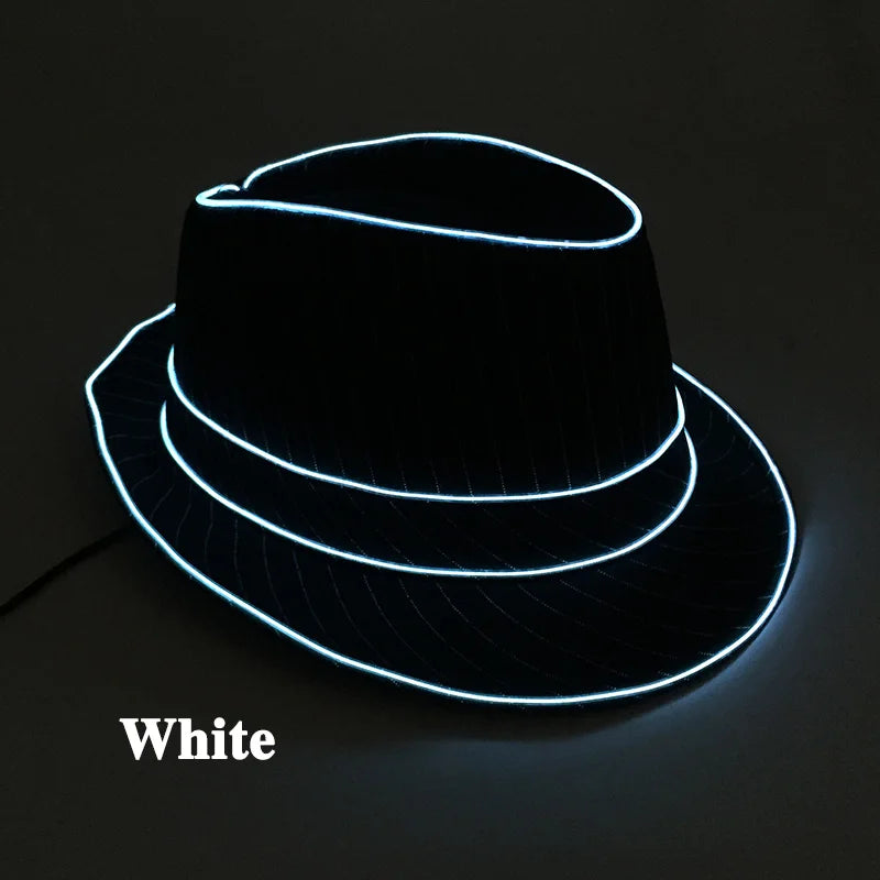 light up Men's hat and tie Led luminous Funny hat glowing Top Hat for Fluorescent club dance show props performances costumes
