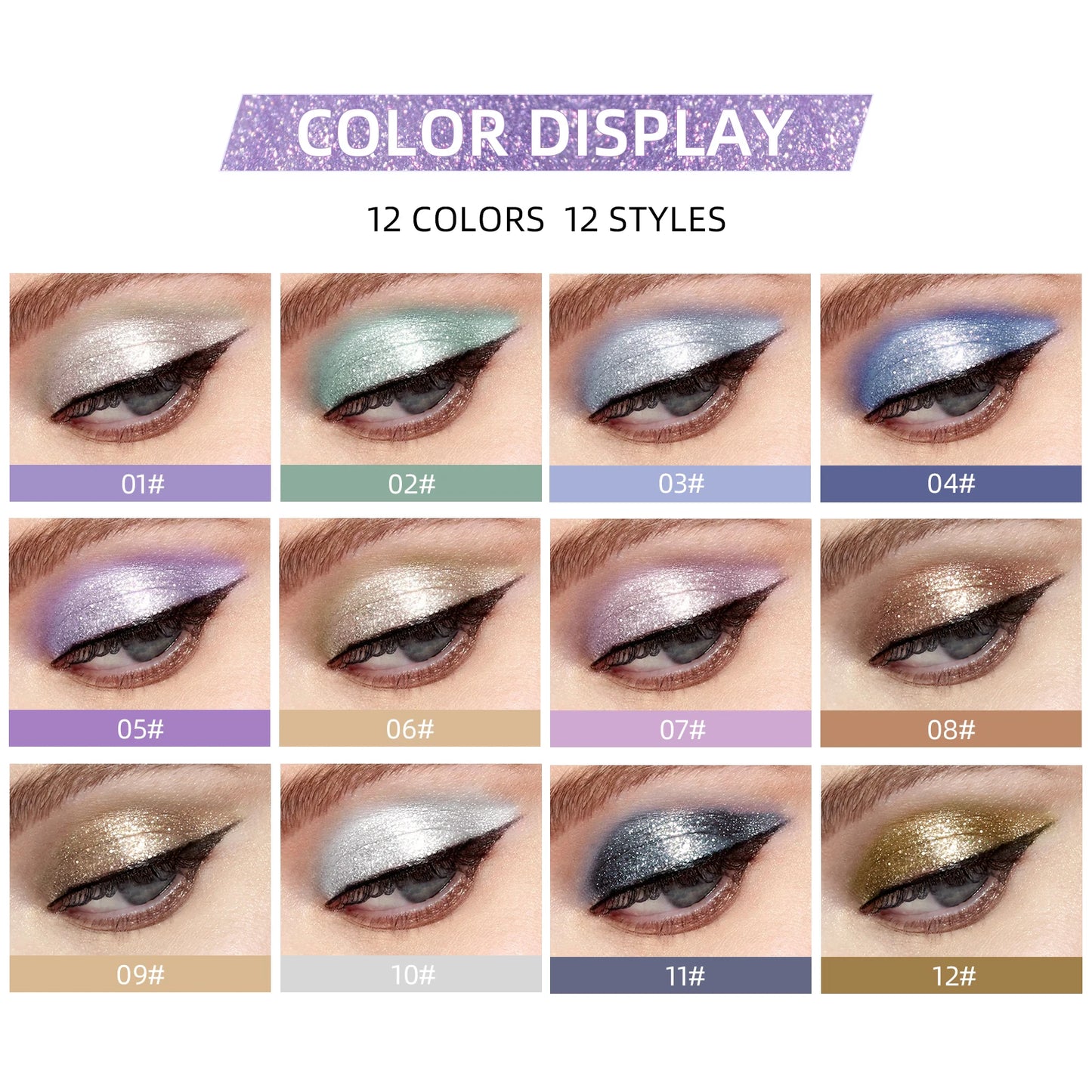 QIBEST Professional Glitter Eyeshadow Pearlescent Liquid Eyeshadow Shiny Long-lasting Eye Shadow High Quality Makeup Sets