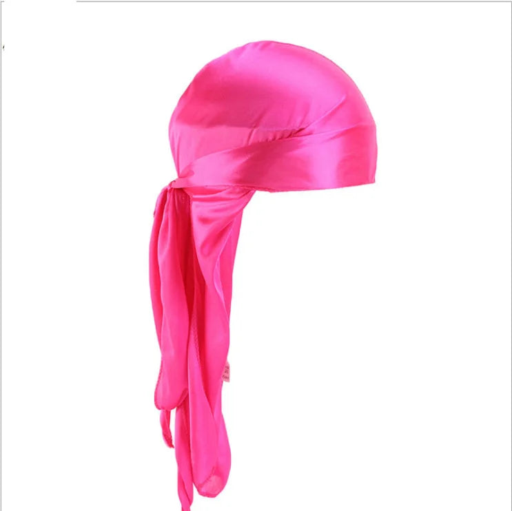 New Men's Long Silky Satin Breathable Turban Hat Wigs Doo Durag Biker Headwrap Chemo Cap Pirate Hat Men Hair Accessories