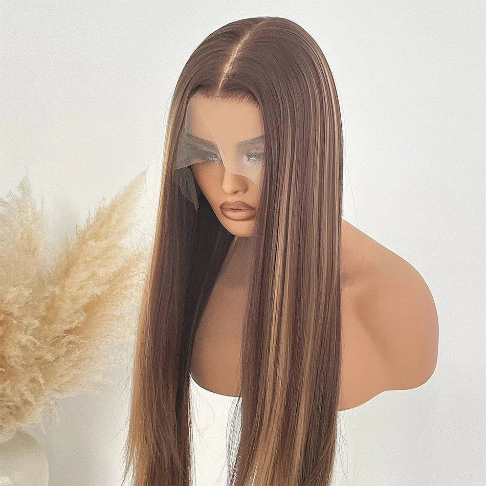 100% Human Hair Ombre Lace Front Wig Human Hair Highlight 13X4 Lace Front Wigs Human Hair Straight Wigs Human Hair Pre Plucked