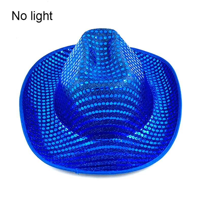 Halloween Christmas EL Wire Light Up Sequin Jazz Hat Adult Neon LED Luminous Festival Party Dress Up Cap For Men and Women